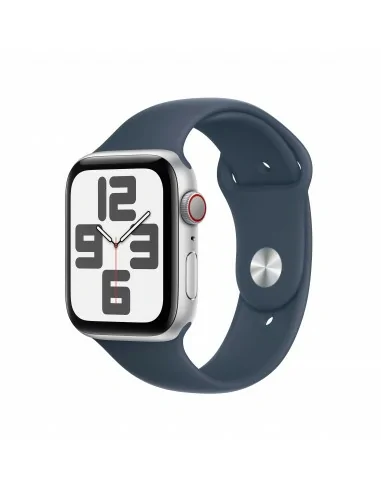 Apple Watch SE GPS + Cellular Cassa 44mm in Alluminio Argento con Cinturino Sport Blu Tempesta - S M