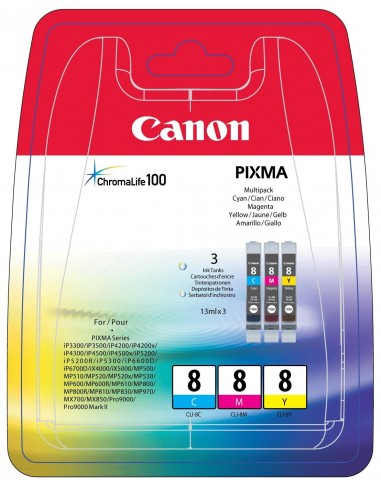 Canon CLI-8 C M Y cartuccia d'inchiostro 3 pz Originale Ciano, Magenta, Giallo
