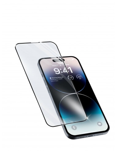 Cellularline Impact Glass Capsule - iPhone 14 Plus 14 Pro Max Vetro temperato resistente da bordo a bordo Nero, Trasparente
