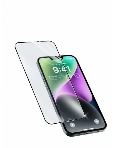 Cellularline Impact Glass Capsule - iPhone 14 14 Pro Vetro temperato resistente da bordo a bordo Nero, Trasparente