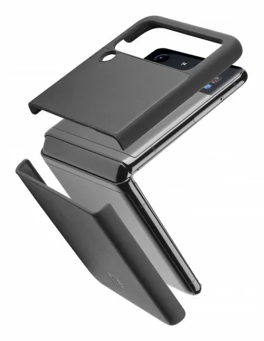 Cellularline Fit Duo - Galaxy Z Flip 4 Custodia rigida effetto pelle composta da due pezzi Nero