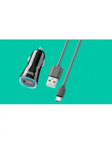 PLOOS - USB CAR KIT ADAPTER 1A - Micro USB Caricabatterie da auto 1A con cavo Micro USB Nero