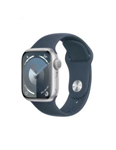 Apple Watch Series 9 GPS Cassa 41mm in Alluminio Argento con Cinturino Sport Blu Tempesta - M L