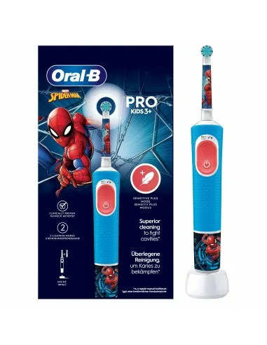 Oral-B Spazzolino Elettrico Ricaricabile Pro Kids con personaggi Marvel Spider-Man, 2 Testine, da 3 Anni In Su. 1 Spazzolino