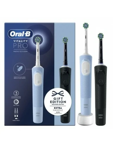 Oral-B Vitality Pro Duo Adulto Spazzolino rotante-oscillante Nero, Blu, Bianco